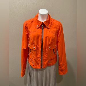 LANE BRYANT size 14 Women Orange Cotton Blend Full Zip Pocket Bomber Jacket